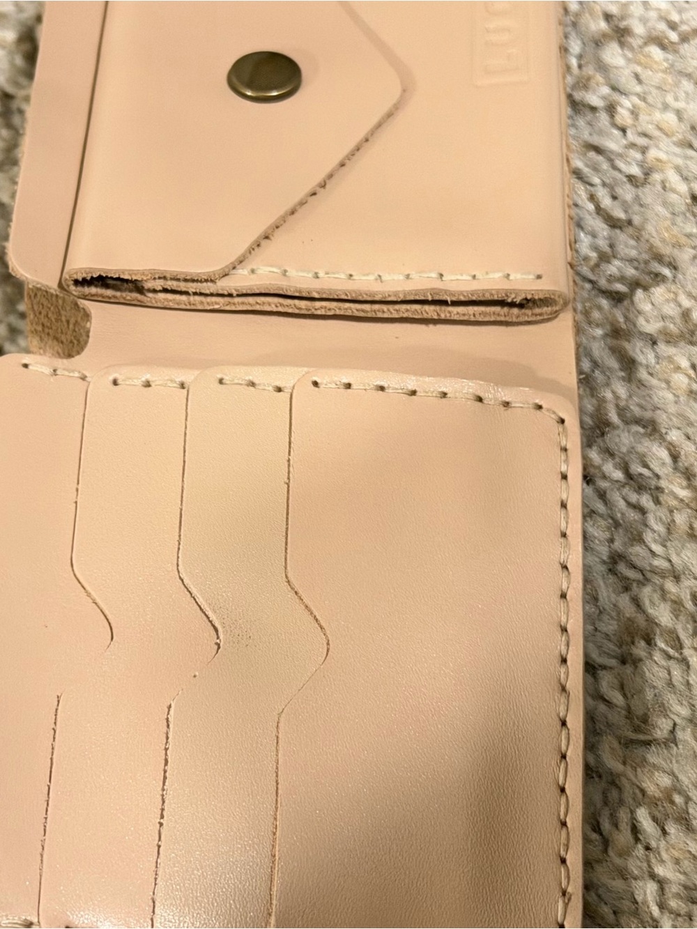 Lucky Nude  Beige Soft Leather Snap Wallet - Picture 6 of 10